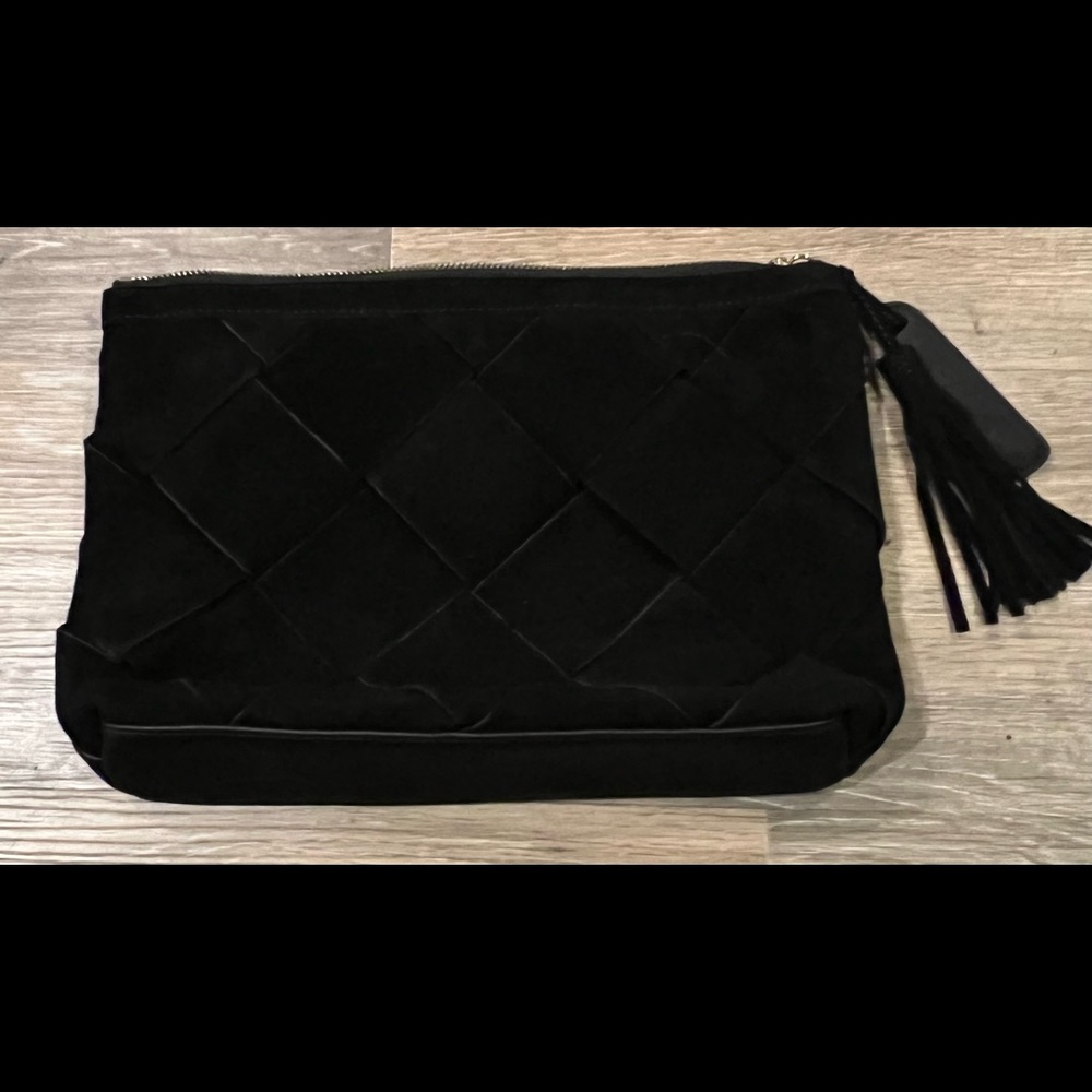 BLACK LEATHER MODA LUXE CLUTCH BAG